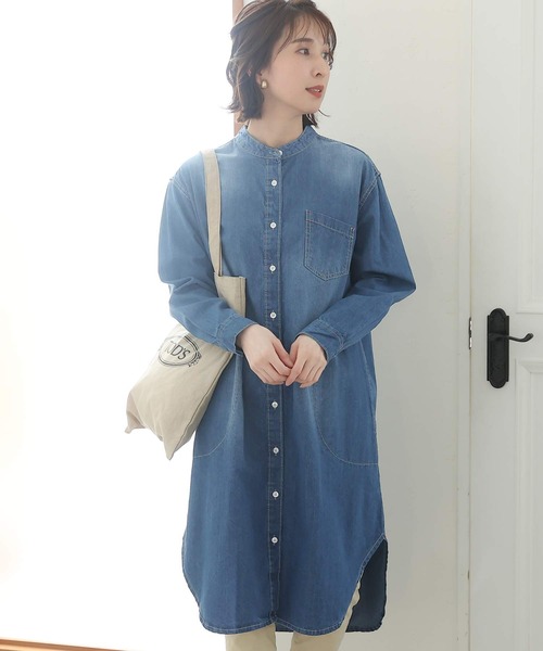 ElegChic(エレグシック)の「ヴィンテージ加工デニムワンピース(ワンピース・レディース・ネイビー/ブルー・M/4L/XL)」の3枚目の写真