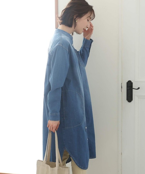 ElegChic(エレグシック)の「ヴィンテージ加工デニムワンピース(ワンピース・レディース・ネイビー/ブルー・M/4L/XL)」の4枚目の写真