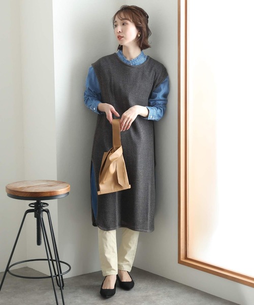 ElegChic(エレグシック)の「ヴィンテージ加工デニムワンピース(ワンピース・レディース・ネイビー/ブルー・M/4L/XL)」の6枚目の写真
