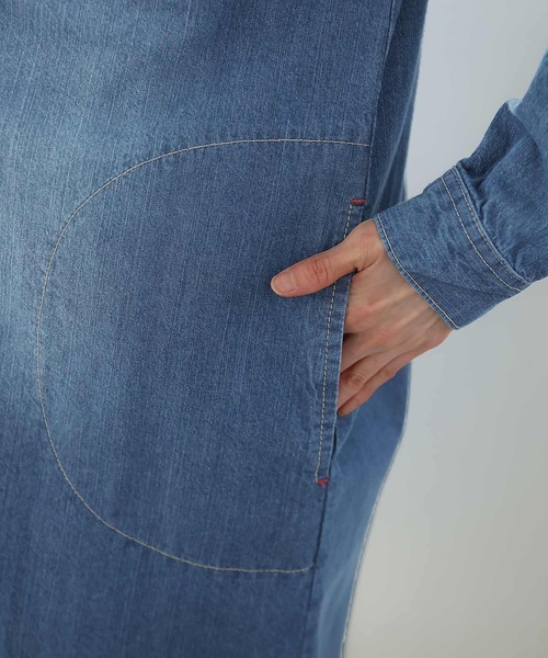 ElegChic(エレグシック)の「ヴィンテージ加工デニムワンピース(ワンピース・レディース・ネイビー/ブルー・M/4L/XL)」の13枚目の写真