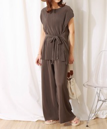 クリスタルプリーツ プルオーバー+パンツ セット