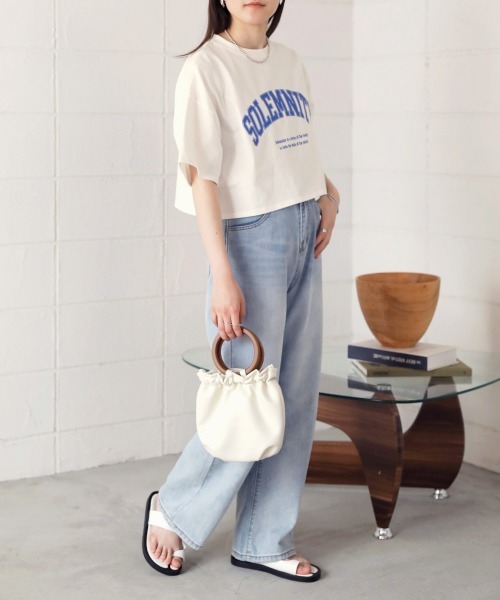Bab(バブ)の「ショート丈カレッジロゴTシャツ(Tシャツ/カットソー・レディース・ネイビー/グレー/ブルー/グリーン・M)」の20枚目の写真