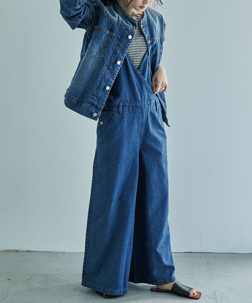 Fashion Letter（ファッションレター）の「[M-4L]カシュクールデザインデニムサロペット（サロペット/オーバーオール・レディース・ブルー/ワンウォッシュ・LL/3L/4L/M/L）」の5枚目の写真