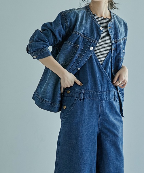 Fashion Letter（ファッションレター）の「[M-4L]カシュクールデザインデニムサロペット（サロペット/オーバーオール・レディース・ブルー/ワンウォッシュ・LL/3L/4L/M/L）」の3枚目の写真