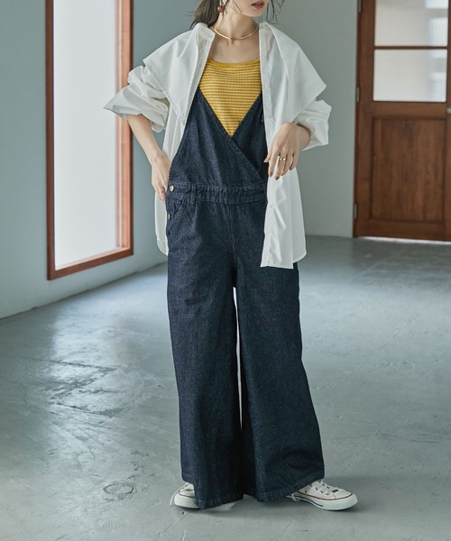 Fashion Letter（ファッションレター）の「[M-4L]カシュクールデザインデニムサロペット（サロペット/オーバーオール・レディース・ブルー/ワンウォッシュ・LL/3L/4L/M/L）」の10枚目の写真