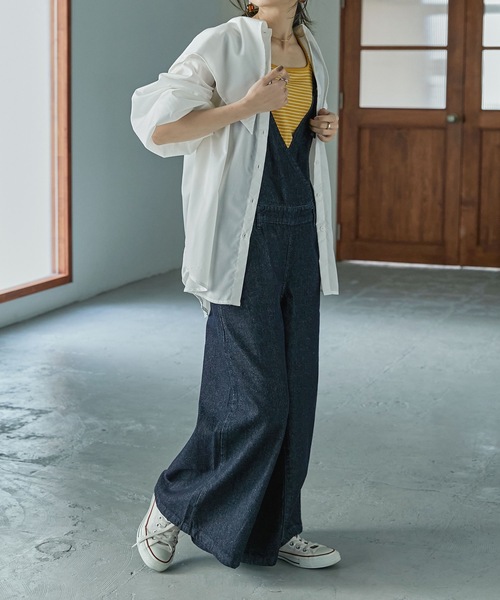 Fashion Letter（ファッションレター）の「[M-4L]カシュクールデザインデニムサロペット（サロペット/オーバーオール・レディース・ブルー/ワンウォッシュ・LL/3L/4L/M/L）」の6枚目の写真