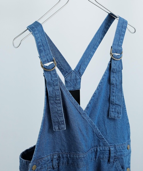 Fashion Letter（ファッションレター）の「[M-4L]カシュクールデザインデニムサロペット（サロペット/オーバーオール・レディース・ブルー/ワンウォッシュ・LL/3L/4L/M/L）」の4枚目の写真