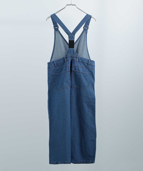 M-4L]カシュクールデザインデニムサロペット（サロペット