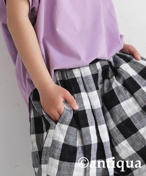 antiqua(アンティカ)の「ダブルガーゼチェック柄パンツ(その他パンツ・キッズ・ブラック/ナチュラル・4/6/3/5)」の13枚目の写真