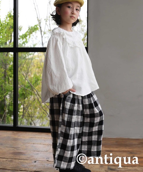 antiqua(アンティカ)の「ダブルガーゼチェック柄パンツ(その他パンツ・キッズ・ブラック/ナチュラル・4/6/3/5)」の16枚目の写真