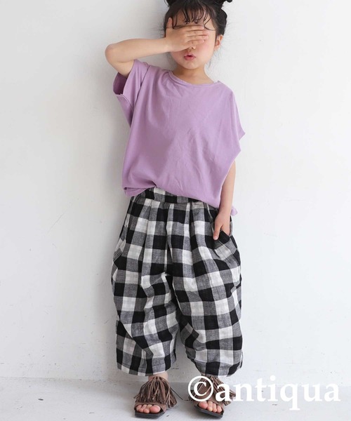 antiqua(アンティカ)の「ダブルガーゼチェック柄パンツ(その他パンツ・キッズ・ブラック/ナチュラル・4/6/3/5)」の14枚目の写真
