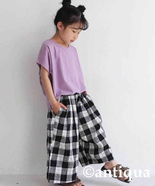 antiqua(アンティカ)の「ダブルガーゼチェック柄パンツ(その他パンツ・キッズ・ブラック/ナチュラル・4/6/3/5)」の15枚目の写真