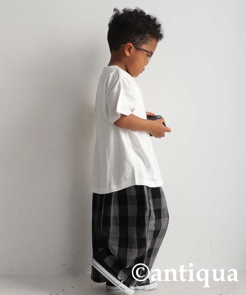 antiqua(アンティカ)の「ダブルガーゼチェック柄パンツ(その他パンツ・キッズ・ブラック/ナチュラル・4/6/3/5)」の10枚目の写真