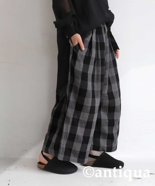 antiqua(アンティカ)の「ダブルガーゼチェック柄パンツ(その他パンツ・キッズ・ブラック/ナチュラル・4/6/3/5)」の7枚目の写真