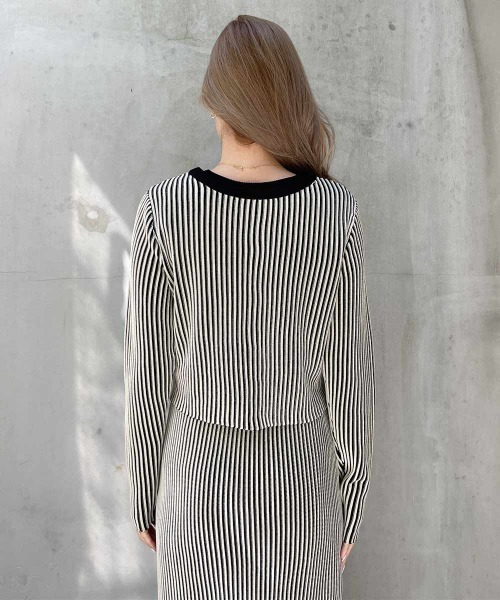 esutoreja（エストレジャ）の「デザインストライプニットカーディガン（カーディガン/ボレロ・レディース・ブラック/ベージュ/ブラウン・FREE）」の12枚目の写真