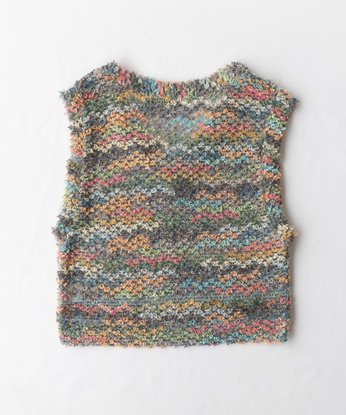 me+em select(ミームセレクト)の「ファンシーヤーンカラーループベスト【韓国製】(ベスト・レディース・ブラック/ピンク/ブルー・FREE)」の7枚目の写真