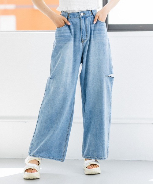 repipi armario（レピピ アルマリオ）の「ライトオンスホックデニム（デニムパンツ・キッズ・ブラック/グレー/ブルー系その他/ブルー系その他2・SMALL/MEDIUM/LARGE）」の4枚目の写真