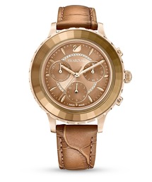 SWAROVSKI | 【公式】【スワロフスキー】Octea Lux Chrono ウォッチ, レザーストラップ, ブラウン, ゴールドトーン仕上げ(アナログ腕時計)