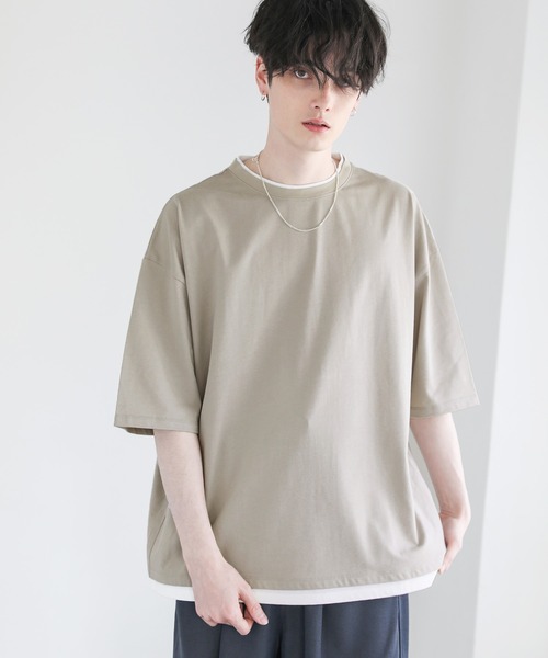 ASTRONOMY(アストロノミー)の「ルーズベーシックフェイクレイヤードTシャツ(Tシャツ/カットソー・メンズ・ブラック/グレー/ブルー系その他/ホワイト/ブラウン/サックスブルー/ワイン/チャコール/ベージュ・M/S/L/XL)」の6枚目の写真