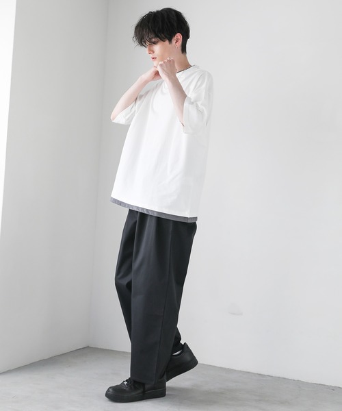 ASTRONOMY(アストロノミー)の「ルーズベーシックフェイクレイヤードTシャツ(Tシャツ/カットソー・メンズ・ブラック/グレー/ブルー系その他/ホワイト/ブラウン/サックスブルー/ワイン/チャコール/ベージュ・M/S/L/XL)」の10枚目の写真