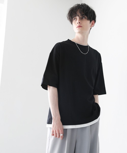 ASTRONOMY(アストロノミー)の「ルーズベーシックフェイクレイヤードTシャツ(Tシャツ/カットソー・メンズ・ブラック/グレー/ブルー系その他/ホワイト/ブラウン/サックスブルー/ワイン/チャコール/ベージュ・M/S/L/XL)」の11枚目の写真