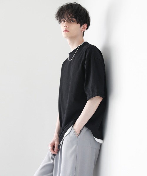 ASTRONOMY(アストロノミー)の「ルーズベーシックフェイクレイヤードTシャツ(Tシャツ/カットソー・メンズ・ブラック/グレー/ブルー系その他/ホワイト/ブラウン/サックスブルー/ワイン/チャコール/ベージュ・M/S/L/XL)」の12枚目の写真