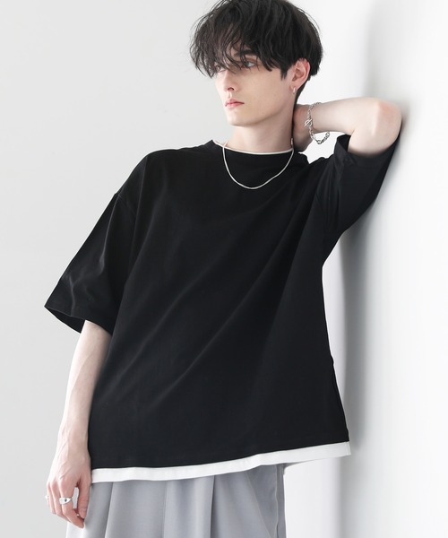 ASTRONOMY(アストロノミー)の「ルーズベーシックフェイクレイヤードTシャツ(Tシャツ/カットソー・メンズ・ブラック/グレー/ブルー系その他/ホワイト/ブラウン/サックスブルー/ワイン/チャコール/ベージュ・M/S/L/XL)」の13枚目の写真