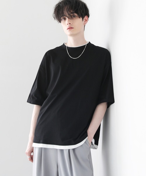 ASTRONOMY(アストロノミー)の「ルーズベーシックフェイクレイヤードTシャツ(Tシャツ/カットソー・メンズ・ブラック/グレー/ブルー系その他/ホワイト/ブラウン/サックスブルー/ワイン/チャコール/ベージュ・M/S/L/XL)」の14枚目の写真