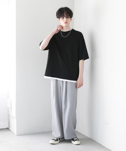 ASTRONOMY(アストロノミー)の「ルーズベーシックフェイクレイヤードTシャツ(Tシャツ/カットソー・メンズ・ブラック/グレー/ブルー系その他/ホワイト/ブラウン/サックスブルー/ワイン/チャコール/ベージュ・M/S/L/XL)」の16枚目の写真