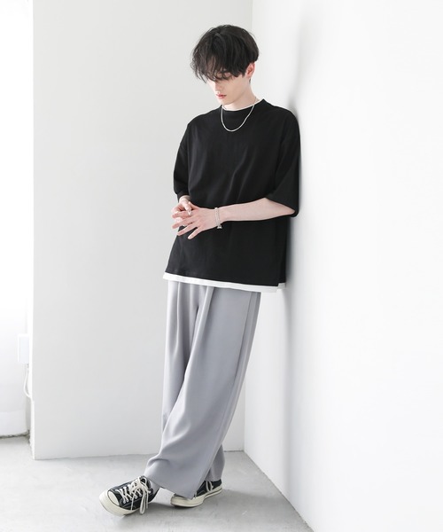 ASTRONOMY(アストロノミー)の「ルーズベーシックフェイクレイヤードTシャツ(Tシャツ/カットソー・メンズ・ブラック/グレー/ブルー系その他/ホワイト/ブラウン/サックスブルー/ワイン/チャコール/ベージュ・M/S/L/XL)」の17枚目の写真