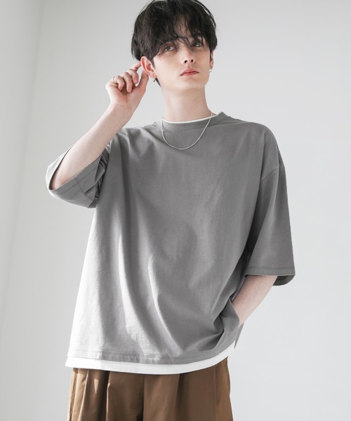 ASTRONOMY(アストロノミー)の「ルーズベーシックフェイクレイヤードTシャツ(Tシャツ/カットソー・メンズ・ブラック/グレー/ブルー系その他/ホワイト/ブラウン/サックスブルー/ワイン/チャコール/ベージュ・M/S/L/XL)」の19枚目の写真