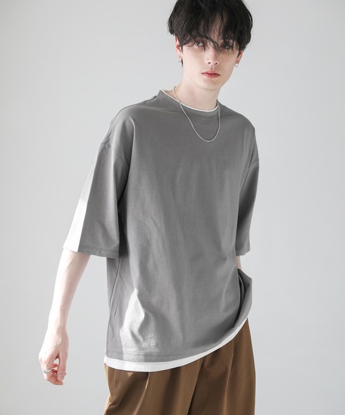 ASTRONOMY(アストロノミー)の「ルーズベーシックフェイクレイヤードTシャツ(Tシャツ/カットソー・メンズ・ブラック/グレー/ブルー系その他/ホワイト/ブラウン/サックスブルー/ワイン/チャコール/ベージュ・M/S/L/XL)」の20枚目の写真