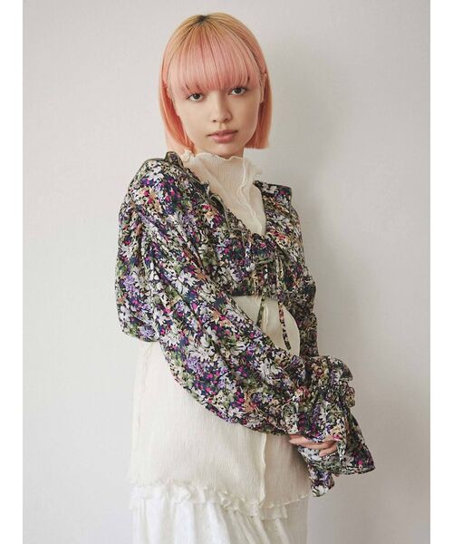 merry jenny（メリージェニー）の「gardenショートフリルブラウス（シャツ/ブラウス・レディース・ブラウン/ネイビー・FREE）」の10枚目の写真