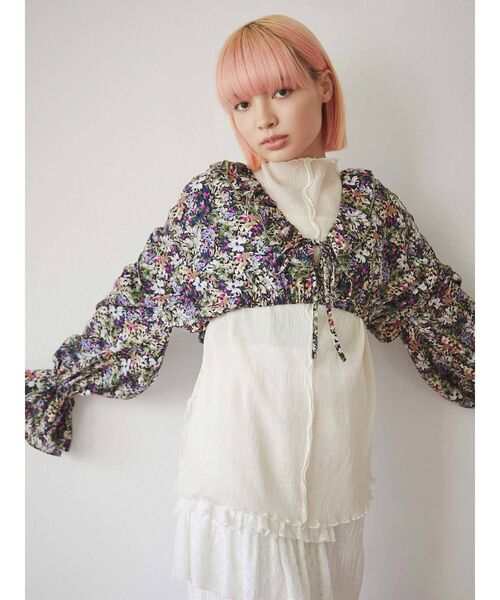 merry jenny（メリージェニー）の「gardenショートフリルブラウス（シャツ/ブラウス・レディース・ブラウン/ネイビー・FREE）」の12枚目の写真