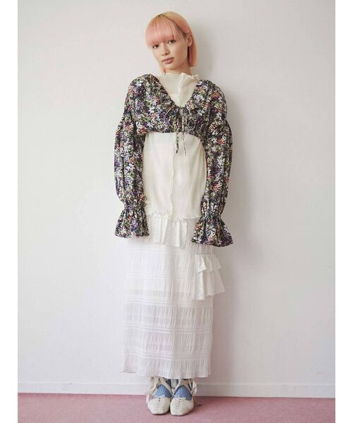 merry jenny（メリージェニー）の「gardenショートフリルブラウス（シャツ/ブラウス・レディース・ブラウン/ネイビー・FREE）」の18枚目の写真