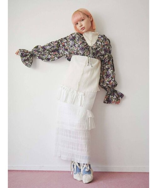 merry jenny（メリージェニー）の「gardenショートフリルブラウス（シャツ/ブラウス・レディース・ブラウン/ネイビー・FREE）」の19枚目の写真