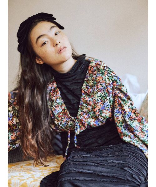 merry jenny（メリージェニー）の「gardenショートフリルブラウス（シャツ/ブラウス・レディース・ブラウン/ネイビー・FREE）」の22枚目の写真