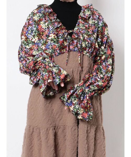 merry jenny（メリージェニー）の「gardenショートフリルブラウス（シャツ/ブラウス・レディース・ブラウン/ネイビー・FREE）」の15枚目の写真