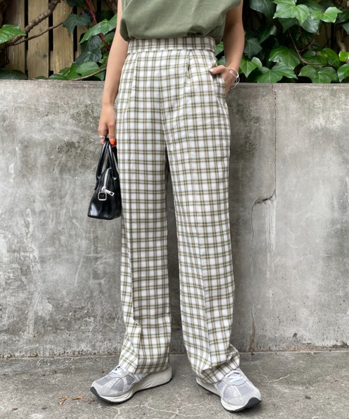 CIAOPANIC(チャオパニック)の「【2022AWアイテム】スタッフお勧め、チェックスラックスパンツ(スラックス・レディース・ベージュ/ピンク/オレンジ・SMALL/MEDIUM)」の2枚目の写真