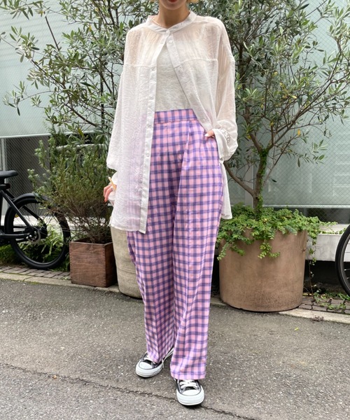 CIAOPANIC(チャオパニック)の「【2022AWアイテム】スタッフお勧め、チェックスラックスパンツ(スラックス・レディース・ベージュ/ピンク/オレンジ・SMALL/MEDIUM)」の16枚目の写真