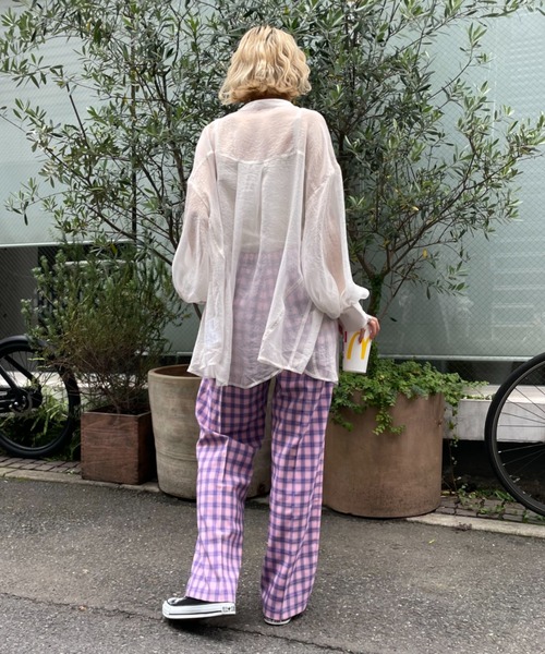 CIAOPANIC(チャオパニック)の「【2022AWアイテム】スタッフお勧め、チェックスラックスパンツ(スラックス・レディース・ベージュ/ピンク/オレンジ・SMALL/MEDIUM)」の19枚目の写真