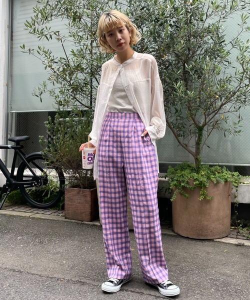 CIAOPANIC(チャオパニック)の「【2022AWアイテム】スタッフお勧め、チェックスラックスパンツ(スラックス・レディース・ベージュ/ピンク/オレンジ・SMALL/MEDIUM)」の20枚目の写真