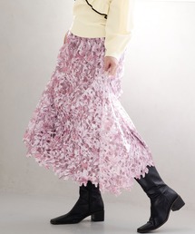 花柄レースフレアースカート