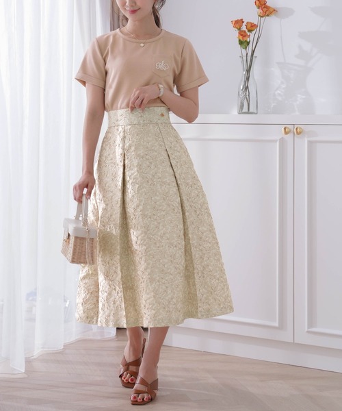 セール フラワー ジャガード タック フレアスカート Le Reve Vaniller スカート Le Reve Vaniller ル レーヴ ヴァニレ のファッション通販 Zozotown