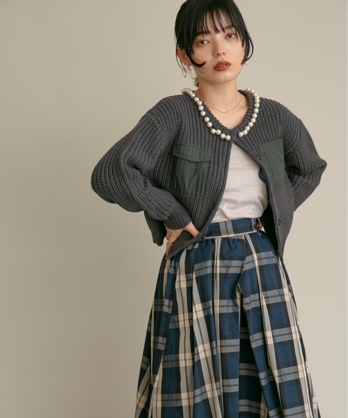 エイミーロウ　パール付きミリタリーニットカーデ Eimee Law（エイミーロウ）の「パール付きミリタリーニット
