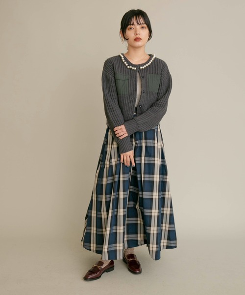 エイミーロウ　パール付きミリタリーニットカーデ Eimee Law（エイミーロウ）の「パール付きミリタリーニット