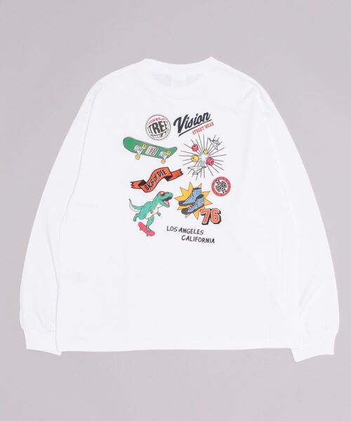 VISION STREET WEAR(ヴィジョンストリートウェア)の「VISION STREET WEAR/ヴィジョンストリートウエア ワンポイントロゴ刺繍 バックプリント ロンT メンズ レディース(Tシャツ/カットソー・メンズ・ホワイト/ブラック/パープル/ブルー/クリーム/スカイブルー・LL/M/L)」の11枚目の写真