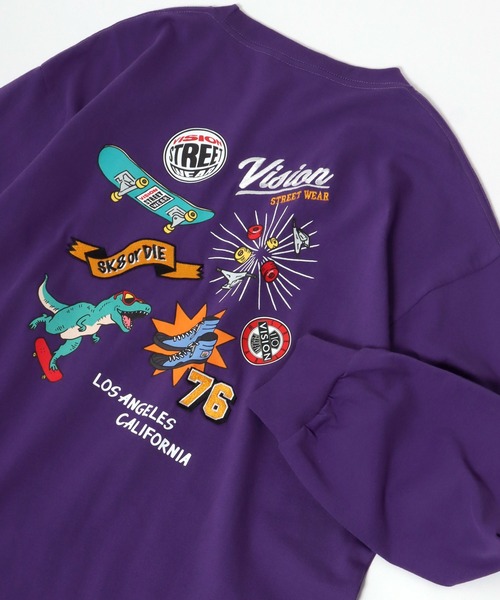 VISION STREET WEAR(ヴィジョンストリートウェア)の「VISION STREET WEAR/ヴィジョンストリートウエア ワンポイントロゴ刺繍 バックプリント ロンT メンズ レディース(Tシャツ/カットソー・メンズ・ホワイト/ブラック/パープル/ブルー/クリーム/スカイブルー・LL/M/L)」の6枚目の写真