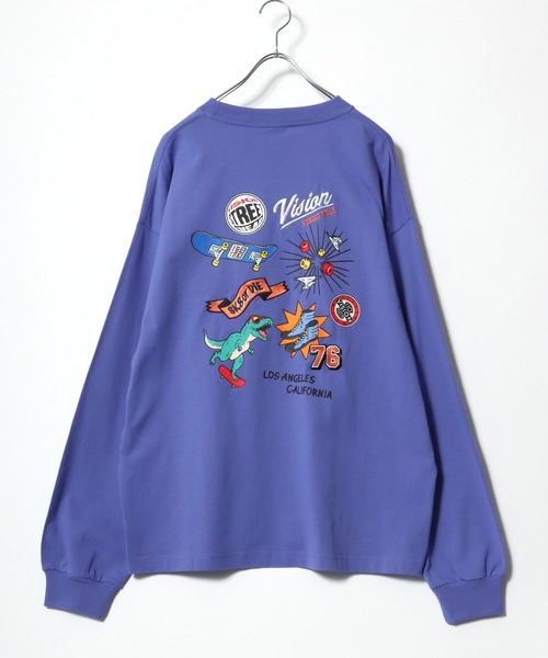 VISION STREET WEAR(ヴィジョンストリートウェア)の「VISION STREET WEAR/ヴィジョンストリートウエア ワンポイントロゴ刺繍 バックプリント ロンT メンズ レディース(Tシャツ/カットソー・メンズ・ホワイト/ブラック/パープル/ブルー/クリーム/スカイブルー・LL/M/L)」の17枚目の写真