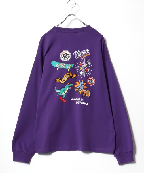 VISION STREET WEAR(ヴィジョンストリートウェア)の「VISION STREET WEAR/ヴィジョンストリートウエア ワンポイントロゴ刺繍 バックプリント ロンT メンズ レディース(Tシャツ/カットソー・メンズ・ホワイト/ブラック/パープル/ブルー/クリーム/スカイブルー・LL/M/L)」の20枚目の写真